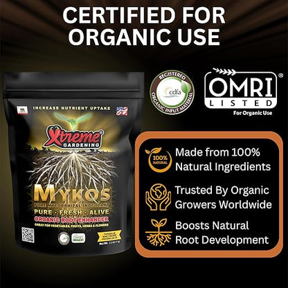 Xtreme Gardening Mykos 1 lb – Mycorrhizal Fungi Root Stimulator for Plants – Organic Root Booster for Stronger Roots, Bigger Growth & Higher Yields – Mycorrhizae for Vegetables, Flowers & Trees