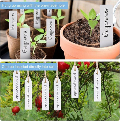 300pcs Garden Labels for Outdoor Plants, Waterproof Plant Labels and Pen, Plastic Plant Name Sticks, 3in Garden Label Stakes with Pen for Seedlings, Flowers and Vegetables, White