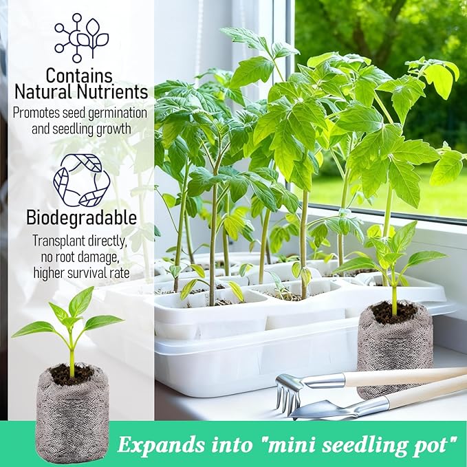 Legigo 100 PCS 40mm Peat Pellets Seed Starter Soil, Compressed Seed Starting Pods Plant Starter Soil Pods Plugs for Seedlings, Peat Pods for Starting Seeds, Herbs Tomatoes Flowers and Vegetables