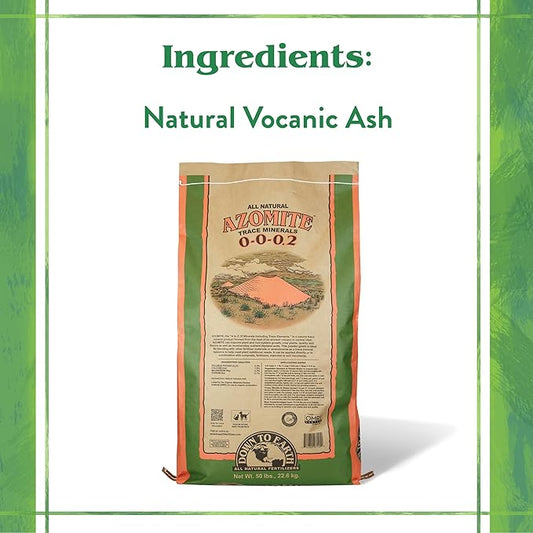Down To Earth All Natural Fertilizers Organic Azomite Powder Trace Minerals - Essential Minerals for Improving Plant Growth 0-0-0.2, 50 Lb