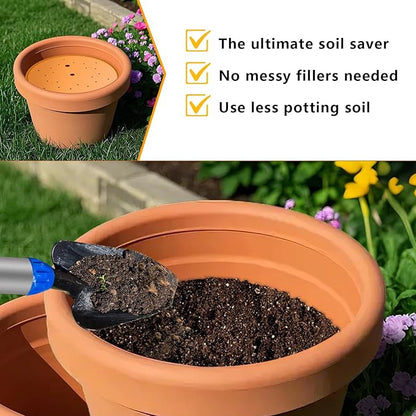 2Pcs Planter Inserts for Large Pots, 18" Round Plastic Planter Insert with Drainage Holes for Place Inside Planters to Use Less Potting Soil for Tall Flower Pots Plant Containers (18inch)