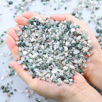 ZHIYUXI Aquatic Agate 1lb Crystal Chips Bulk Fish Tank Decorations Aquarium Rocks Gravel Vase Filler Stones Crystals for Candle Making Witch Kit Gravel for Plants Quartz Sand Gemstone