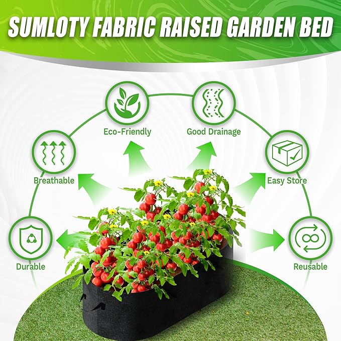 Plant Grow Bags- 6x3x1ft Fabric Raised Garden Beds Outdoor, Breathable & Sturdy Planter Box for Herb, Oval Plant Growing Container Large Raised Flower Bed