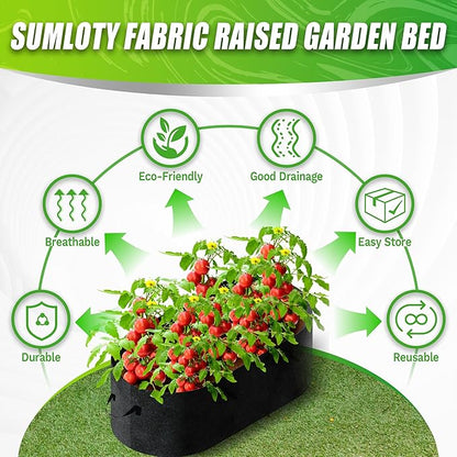 Plant Grow Bags- 6x3x1ft Fabric Raised Garden Beds Outdoor, Breathable & Sturdy Planter Box for Herb, Oval Plant Growing Container Large Raised Flower Bed
