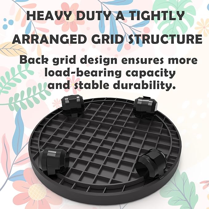 WanderingDonkey 14 Inch Heavy Duty Plant Caddie with Wheels,Rolling Plant Stand Pot Trolley,Wheeled Planter Saucer Tray,Potted Flower Mover Dolly with Casters Round Coaster for Indoor Outdoor