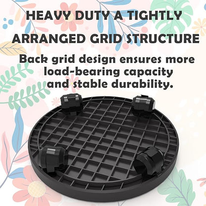 WanderingDonkey 14 Inch Heavy Duty Plant Caddie with Wheels,Rolling Plant Stand Pot Trolley,Wheeled Planter Saucer Tray,Potted Flower Mover Dolly with Casters Round Coaster for Indoor Outdoor