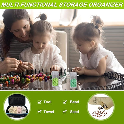 60 Slots Seed Storage Organizer Box with 10 Seed Envelopes, Large Capacity Seed Storage Container with Zipper Bag, Label Stickers, Tweezers, Funnel, Garden Seeds Saver Kit for Vegetable, Flower