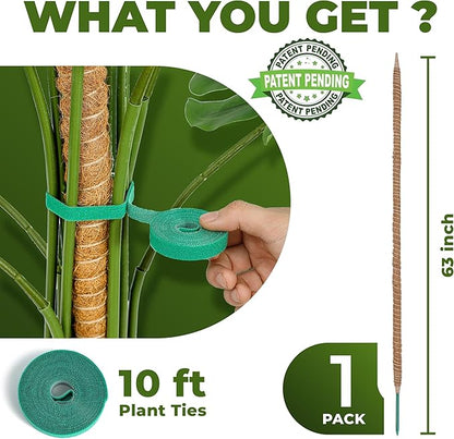 63 Inch Bendable Moss Pole Monstera Plant Support for Climbing Indoor Plants - Stakes for Potted Climbers - Tall Sticks Indoor Trellis for Houseplants - Accessories for Monstera Pot