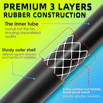 5/8 IN. × 5FT. Flexible Rubber Garden Hose, High Flow 5/8" I.D. Brass Fitting No Memory Durable Heavy Duty Water Hose Leader Hose for Watering, Irrigation, Water Transfer Pump