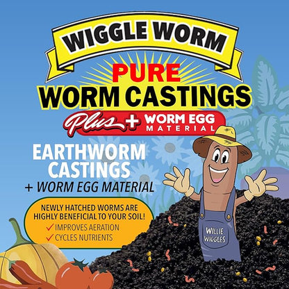 100% Pure Worm Castings Plus Worm Egg Material, 40lbs – Fertilizer and Soil Amendment for Indoor and Outdoor Gardening to Improve Soil Fertility and Aeration - 100% Organic and Odor Free