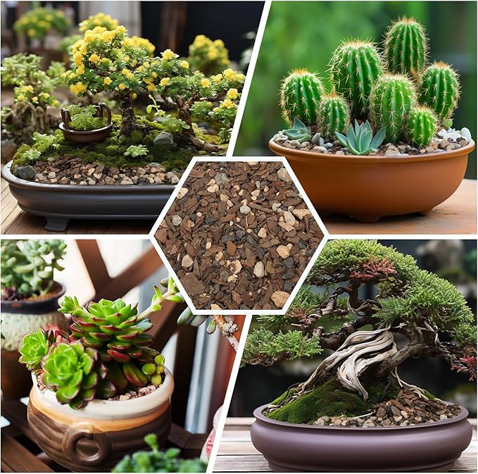 Bonsai Soil Mix 10qt, Potting Soil Mix Ready to Use for Bonsai Tree and Indoor Plants, Composed of Akadama, Lava Rock, Prumice, Bark