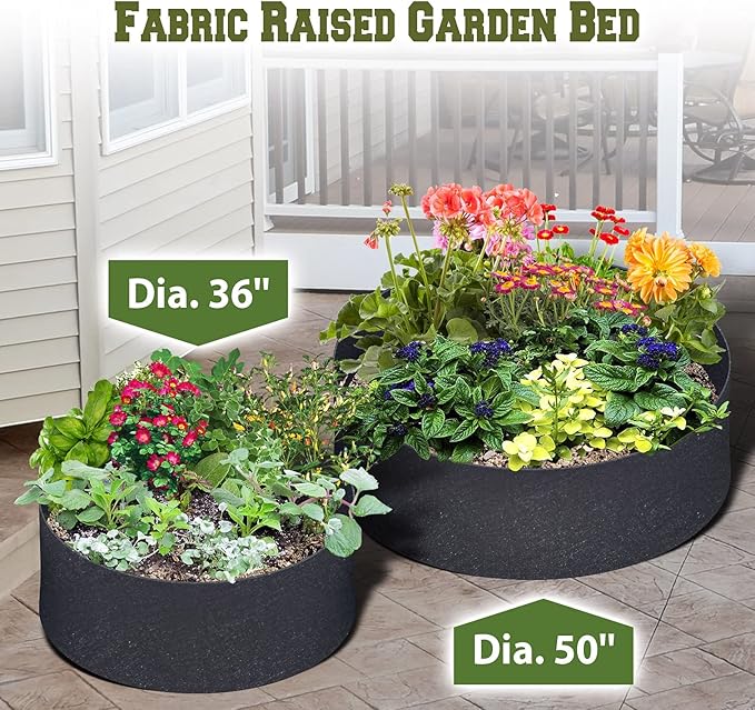 BenefitUSA Fabric Raised Planting Bed Garden Grow Bags 12 inches Tall (Dia 50")