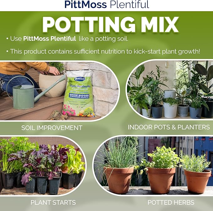 PittMoss Plentiful Eco-Friendly, Organic, Peat-Free Potting Mix, 10 Quarts (Pack of 2) - for Gardens, Houseplants, Mulching & More - Made in USA from Recycled Paper