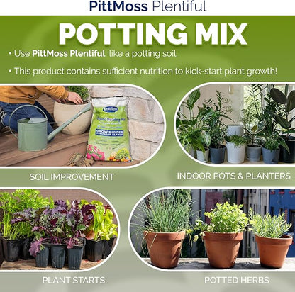 PittMoss Plentiful Eco-Friendly, Organic, Peat-Free Potting Mix, 10 Quarts (Pack of 6) for Gardens, Houseplants, Mulching & More - Made in USA from Recycled Paper