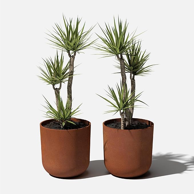 Veradek Patina Series Kona Planter - Round Planter for Outdoor Porch/Garden | Naturally Rusting Planter for All-Weather Use
