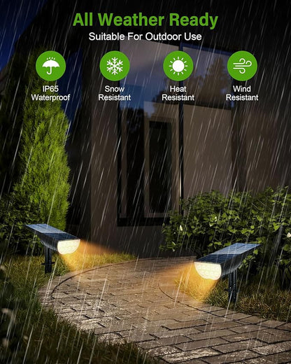 Solar Spot Lights Outdoor, Solar Lights Outdoor Waterproof IP65, 3 Brightness Modes Dusk to Dawn Landscape Spotlights for Yard Garden Pathway Tree Decoration, Warm White, 6 Pack