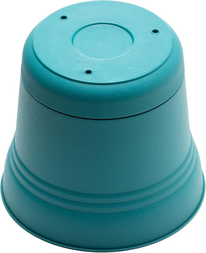Bloem Saturn Round Planter with Saucer Tray: 14" - Bermuda Teal - Durable Plastic Pot, Matte Finish, Removable Saucer, for Indoor & Outdoor Use, Gardening, 5 Gallon Capacity