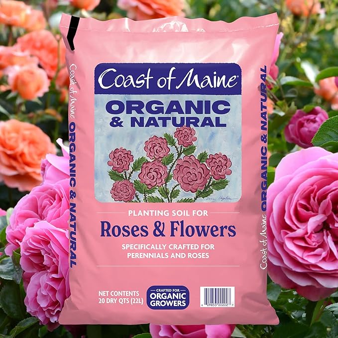 Coast of Maine Roses and Flowers, 20qt (Pack of 10) Organic and Natural Planting Soil for Roses, Annual and Perennial Flowers