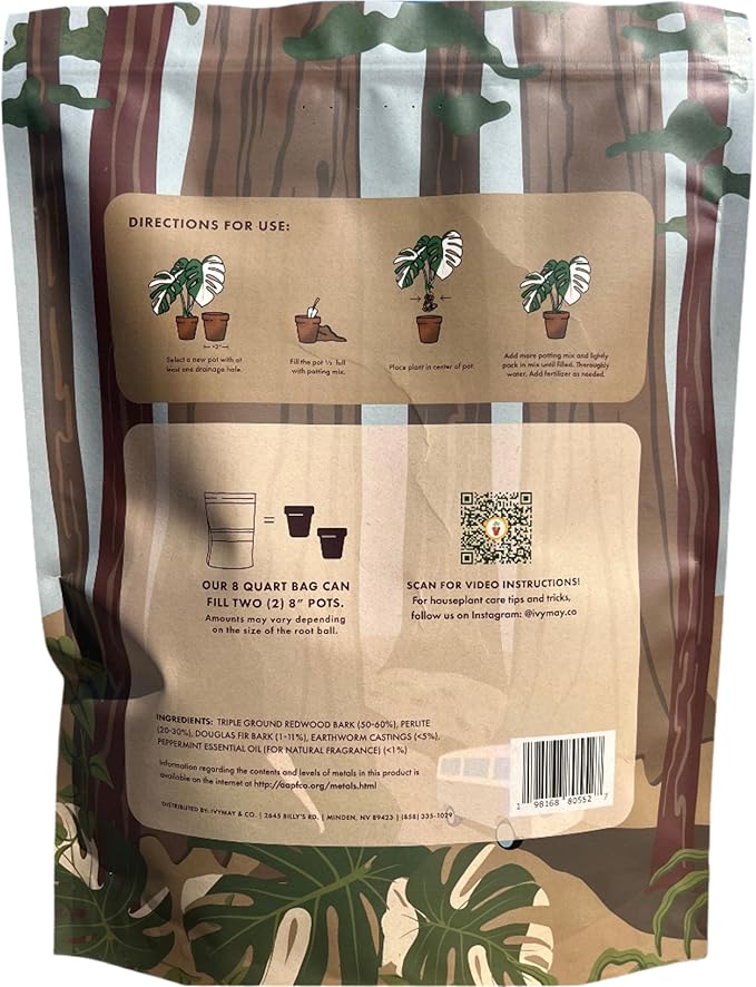 IvyMay Redwoods Potting Soil ― Organic Potting Mix for Indoor House Plants & Aroids, Ready to Use Potting Soil Indoor Plants with Perlite, Earthworm Castings, Essential Oils ― 4 qt (8 Quarts)