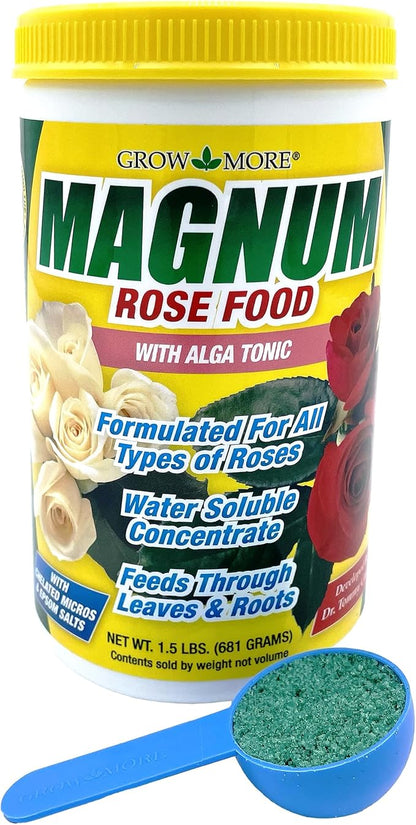 Grow More Magnum Rose Fertilizer (8-10-10) - 1.5lbs of USA-Made Rose Food - One-Step Water-Soluble Fertilizer to Increase Bloom & Growth
