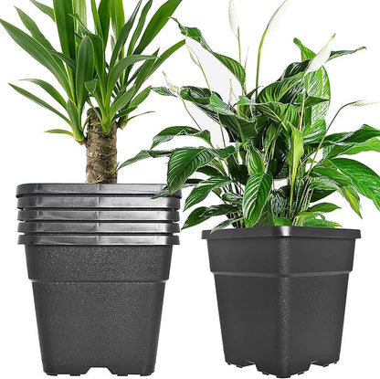 Square Planter Nursery Pots 9.77 Gallon Pots for Plants, Injection Molded Plastic Nursery Pots, Plant Container 9.77 Gal 5-Pack