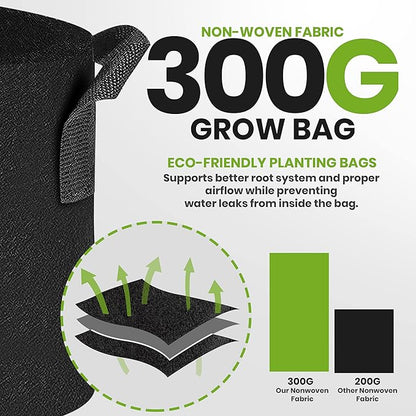 Utopia Home 3-Pack 7 Gallon Fabric Grow Bags, Heavy Duty Thickened Fabric Planters Pots, Aeration Fabric Pots with Handles, Nonwoven Fabric Bags Suitable for Vegetables Flowers Mushroom (Black)