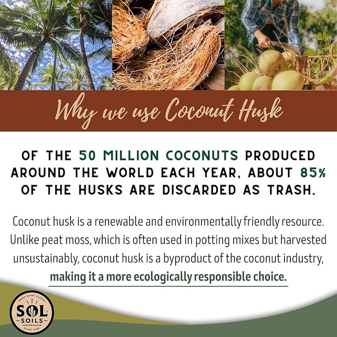 Sol Soils Chunky Orchid Potting Mix - 100% Peat-Free, Lightweight, and Aerated with Coconut Husk, Perlite & Recycled Forest Products for Fast Draining, Healthy Orchids - 1 Gallon