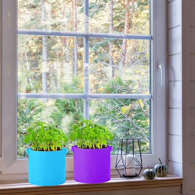 20 Pack 3 Gallon Grow Bags Multicolor Plant Grow Bag Non Woven Fabric Pots with Handles Garden Plant Seeds Tomato Vegetables Flowers Planting Bags for Indoor or Outdoor Gardening