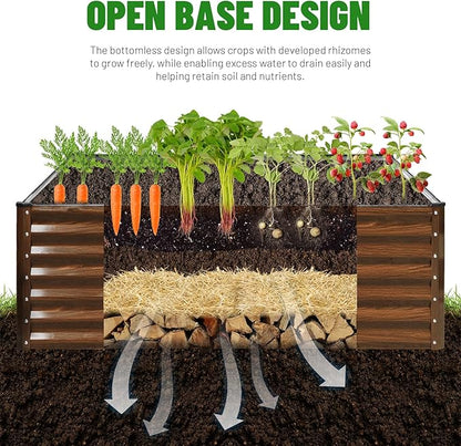 SnugNiture Galvanized Raised Garden Bed 4x4x2FT Outdoor Large Metal Planter Box Steel Kit for Planting Vegetables, Flowers