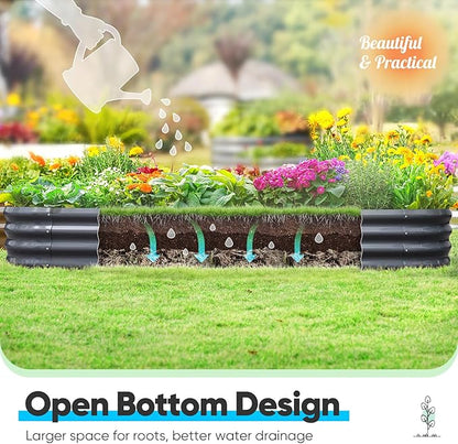 Quictent Galvanized Raised Garden Bed Kit, 6x3x1 ft Oval Metal Planter Box for Vegetables, Dark Grey