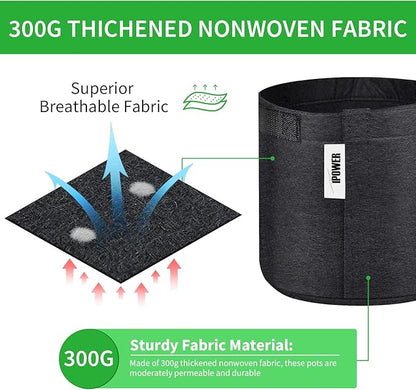 iPower 5-Pack 3-Gallon Grow Bags Fabric Pots Non-Woven Plant Container with Handles Self-Adhesion Sides for Easy Transplanting Tomato, Vegetable, Flower, 3 Gallon, in Nursery Garden