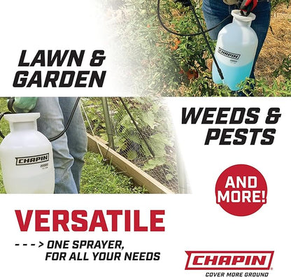 Chapin 20024 Pump Sprayer, 2‑Gallon, Lawn & Garden, Translucent Poly Tank, Funnel‑Top, SureSpray Anti‑Clog Filter, Adjustable Cone Nozzle & 34" Hose for Fertilizer, Weed & Pest Application, Pack of 2