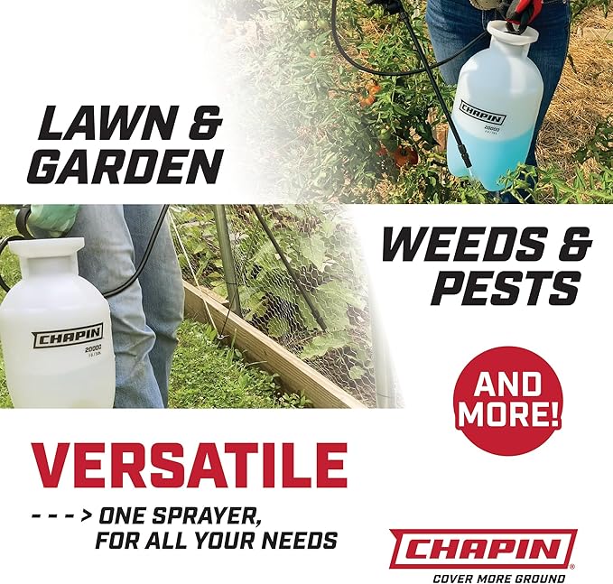 Chapin 22000 Pump Sprayer, 1-Gallon Translucent Tank with an Easy Fill Funnel-Top Opening, Adjustable Cone Nozzle & 34" Long Reach Hose, Used for Fertilizer, Pesticides, Weeds & Pests 2 Pack