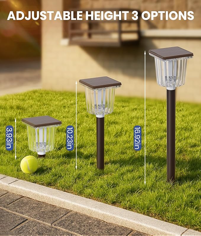 Super Bright Solar Pathway Lights Outdoor Powered,Adjustable Warm&Cool White,Waterproof IP65 Garden Decor Landscape Lighting Outside for Yard/Patio/Walkway/Driveway/Landscape (Cocoa Brown, 1 Pack)