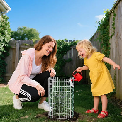10-Set 12” x 16” Plant Protectors from Animals, Hot-Dip Galvanized Metal Mesh Plant Cages, Dual-Secure with U-Stakes & Supports, Animal Barrier to Keep Rabbits & Chickens Out of The Garden