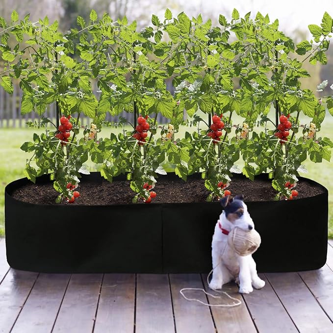 Firlar Fabric Raised Garden Bed, Fabric Raised Planting Bed Grow Bag, Fabric Pots Planting Pots for Herb Plants Flowers Vegetables, Black (35.4x70.8 Inch)