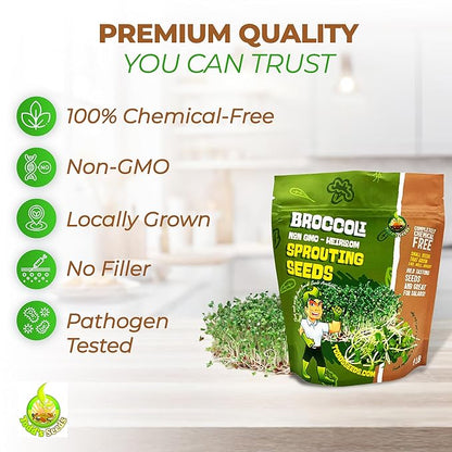 Todd’s Seeds - Calabrese Broccoli Sprouting Seeds, 1 lb - High in Sulforaphane, Non-GMO, Heirloom Variety - Bulk Seeds for Nutrient-Rich Sprouts & Home Gardening (Chemical Free - Better than Organic!)