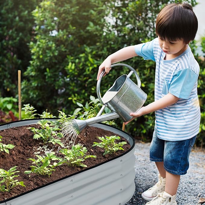 LINEX Galvanized Raised Garden Bed 4x2x1 ft, Metal Raised Garden Beds Outdoor Planter Boxes Clearance for Gardening Vegetables Flowers Herbs Above Ground
