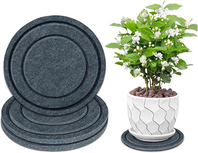 BXI Felt Plant Saucer Mat - 3 Pcs 8 Inch Water Absorbent Planter Coaster, Thick Flower Pot Saucer Pad, Planting Drip Tray for Indoors, Fabric Protective Plate for Tabletop and Floor Surface