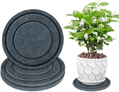 BXI Felt Plant Saucer Mat - 3 Pcs 8 Inch Water Absorbent Planter Coaster, Thick Flower Pot Saucer Pad, Planting Drip Tray for Indoors, Fabric Protective Plate for Tabletop and Floor Surface