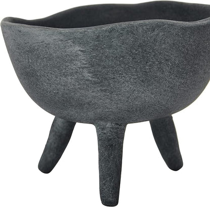 Creative Co-Op Boho Terracotta Footed Bowl, Slate Grey