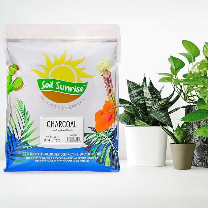 Soil Sunrise Horticultural Charcoal for Indoor Plants (12 Quarts) Hardwood Soil Additive for Orchids, Terrariums, and Gardening