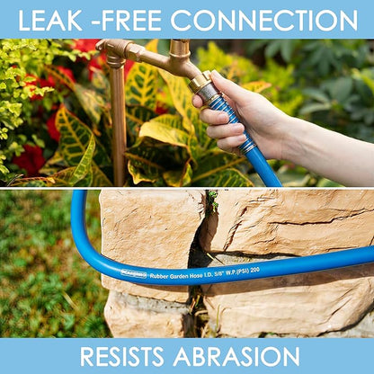 5/8 IN. × 75FT. Flexible Rubber Garden Hose, High Flow 5/8" I.D. Brass Fitting No Memory Durable Heavy Duty Water Hose for Watering, Irrigation, Water Transfer Pump