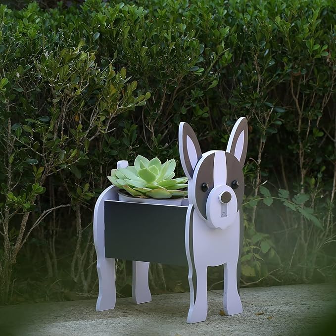 Boston Terrier Gifts for Women, Boston Terrier Dog Planter Plant Pot, Dog Flower Pots for Outdoor Garden Decoration, Boston Terrier Plant Container Holder Office Home Decor Small Boston Terrier
