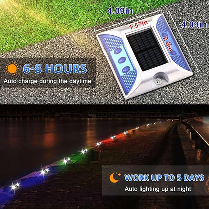 Aolyty Solar Driveway Dock Lights, IP68 Waterproof Solar Deck Light Outdoor Warning Step Lights Reflective Road Marker for Sidewalk Stair Garden Pathway Walkway (4 Pack, Yellow)