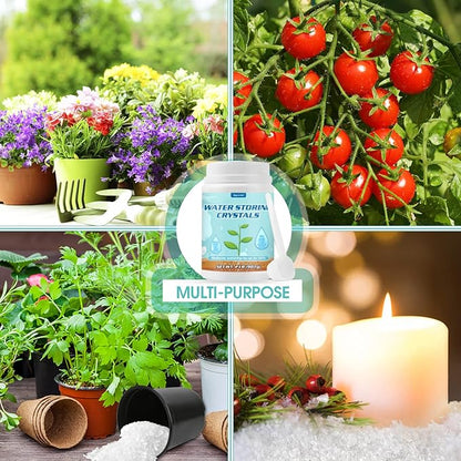 2LB Water Storing Crystals for Plants with Spoon, Water Gel Solves Plant Over-Watering and Drought Problems, Keeps The Soil Moist, Small Water Storing Polymer Crystals for Plants Candle