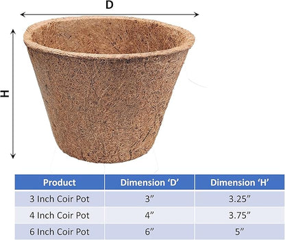 Deepthi 4-Inch Coco Coir Nursery Pots – Pack of 12 Biodegradable Seed Starter Cups – Organic Coir Peat Pots for Seedlings, Herbs, Indoor/Outdoor Gardening – Eco-Friendly Planting Pots