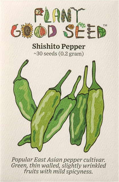 Plant Good Seed Organic Shishito Pepper Seeds - Pack of 30, Heirloom Seeds for Planting Vegetables - Gardening Supplies, Fruit, Chili, Vegetable Garden - Non-GMO, Open Pollinated, from USA