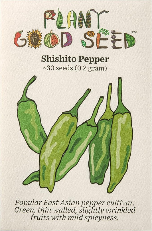 Plant Good Seed Organic Shishito Pepper Seeds - Pack of 30, Heirloom Seeds for Planting Vegetables - Gardening Supplies, Fruit, Chili, Vegetable Garden - Non-GMO, Open Pollinated, from USA