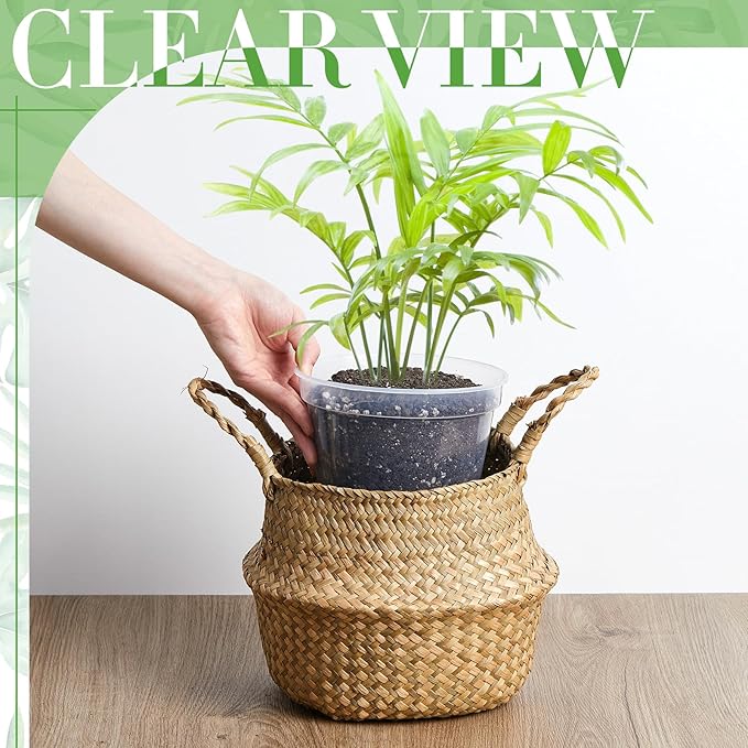 Vesici 12 Pcs 5/7/9 Inch Large Size Clear Nursery Pots Variety Pack Plant Pots with Drainage Holes Planters for Indoor Plants Flexible Transparent Plastic Plant Bottle Succulents